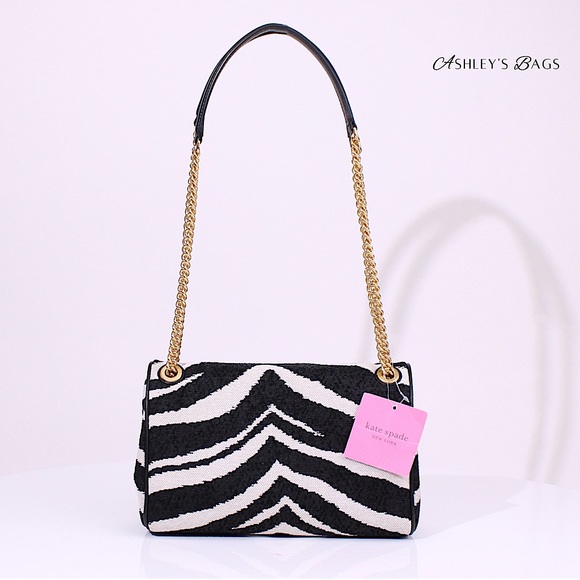 Kate Spade Evelyn Zebra Bouclé Jacquard Medium Convertible Shoulder Bag - Picture 4 of 11